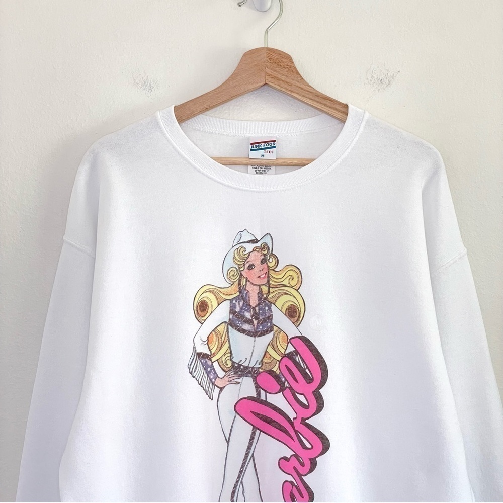 Nwt Junk Food Clothing Cowgirl Barbie Flea Market Fleece Pullover Sweatshirt M/L — image 8 of 8